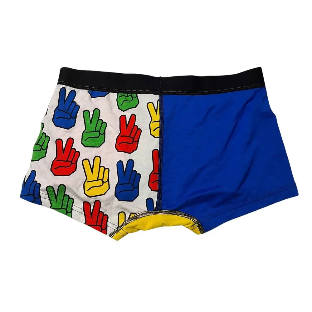 MeUndies X Cross Colours Collab Color Block Peace Sign Trunk Underwear Medium